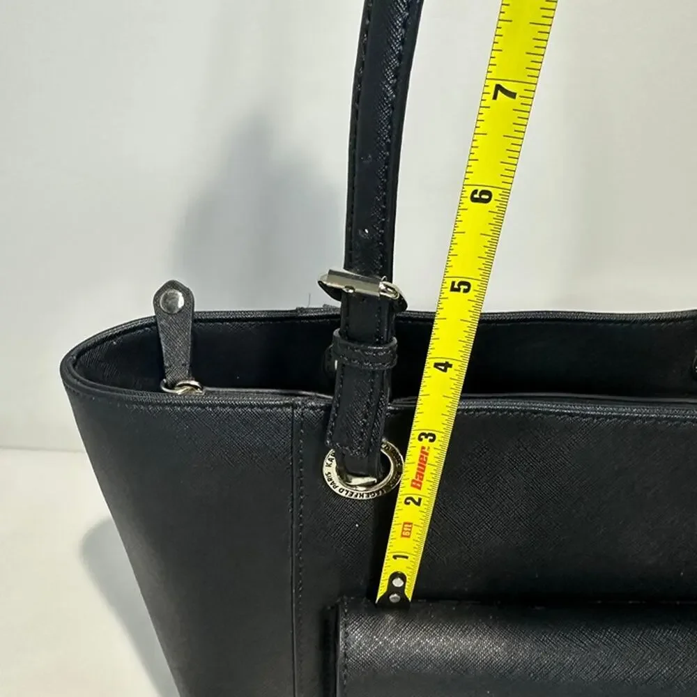 Karl Lagerfeld Black Saffiano Leather Tote Handbag Purse - Adjustable Straps - Picture 10 of 12